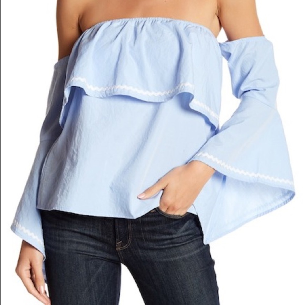 Blue off the shoulder blouse